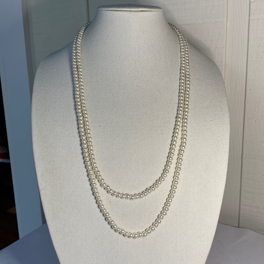Lovely double strand pearl bead necklace